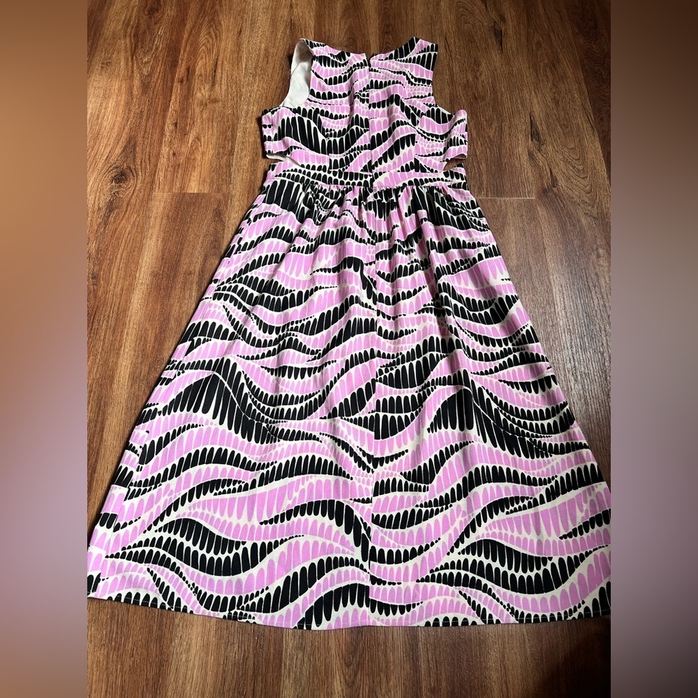 Anthropologie Donna Morgan Dagny Pink Black Cutout Sleeveless Midi Dress Size 10 - Picture 6 of 8